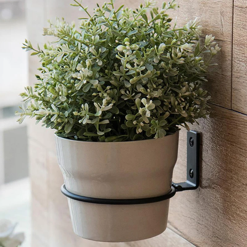 Wall-mounted Plant Holder Ring Flower Pot Stand Plant Metal Hook for Indoor & Outdoor Decorative