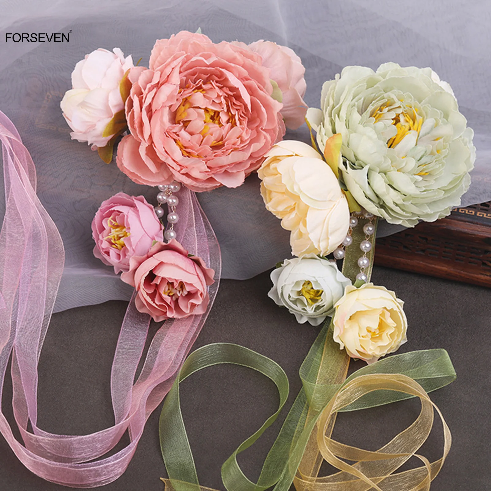 Big Flower Hairpins Clips Longa Fita Hairclip Pérola Headpiece Super Fada Floral Cabelo Pinos para Mulheres Meninas Hair Styling Jóias