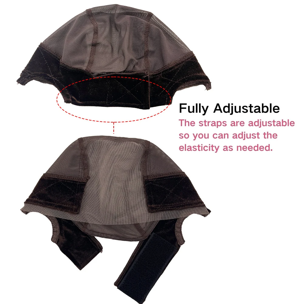 ウィッグ作成用レースウィッグキャップ1個、調節可能なベルベットウィッググリップ付きUパートウィッグキャップ、ウィッグ装着用ヌードヘアネット