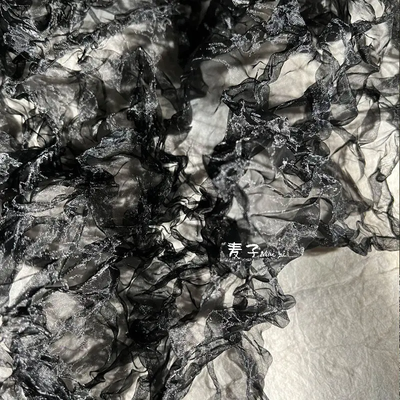 

Irregular Crinkle Organza Fabric Ice Texture Floral Designer Fabric for Wedding Backdrop Party Decoration Dress DIY Craft