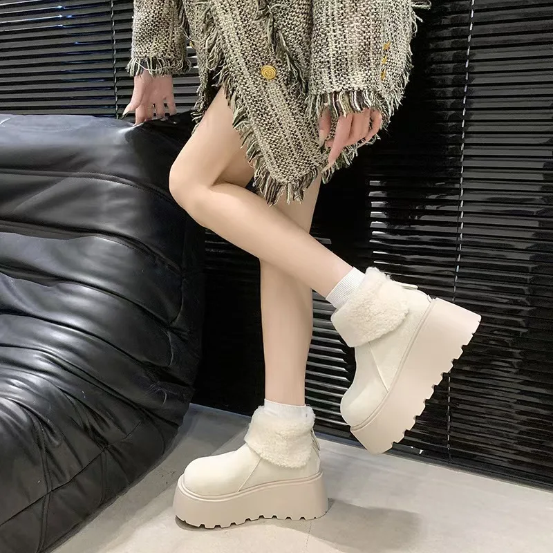 2025 موضة جديدة نمط تنوعا الغضب سميكة القاع الثلوج الأحذية قصيرة الساق الأحذية النسائية أفخم سميكة الإسفنج أسفل أحذية قطنية #6