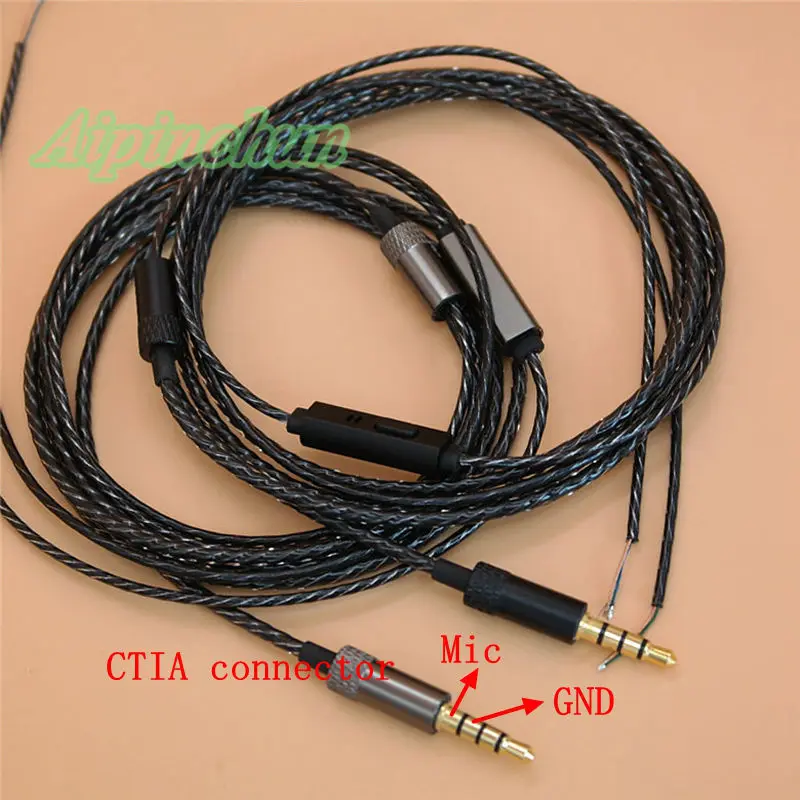 Aipinchun 3,5mm 4-Pole DIY Kopfhörer Audio Kabel mit Mic Reparatur Ersatz Kopfhörer 18 Kupfer Core Draht 125 cm Länge AA0201