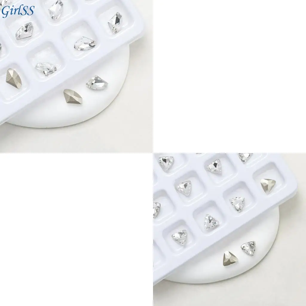 10x ネイルラインストーン不規則な形状ネイルクリスタル宝石ハートネイルチャームクリアネイルアートチャームネイルアートデコレーション T4MB