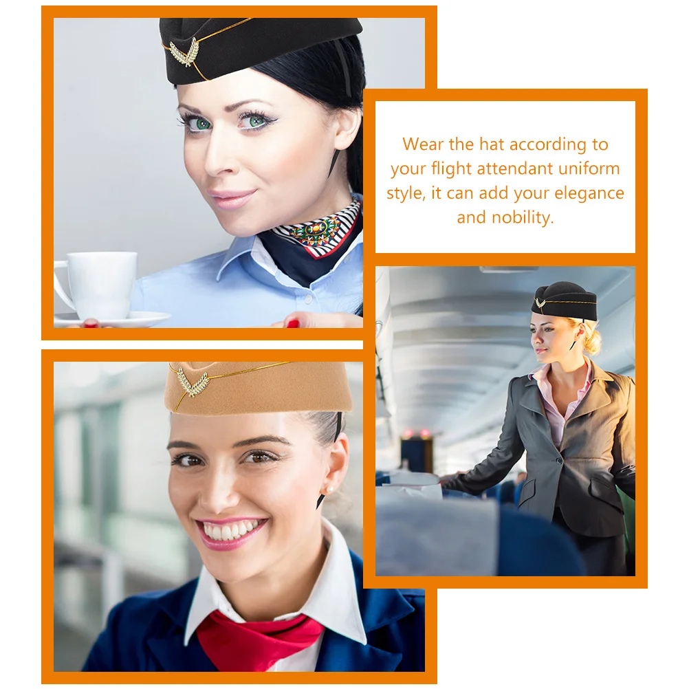 

2 Pcs Cosplay Hat Stewardess Cap Costume Flight Attendant Caps Women Felt Beret