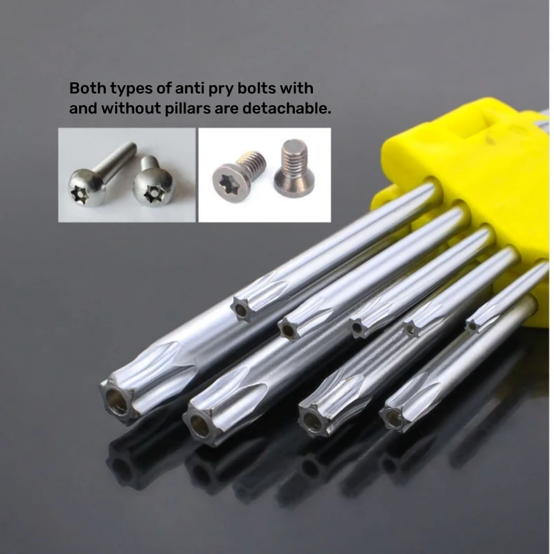 9pcs L Style Six Lobe Torx Screwdriver Wrench Set T10 T15 T20 T25 T27 T30 T40 T45T50 Tamper Proof Security Bolt Screw Driver Key - view 3