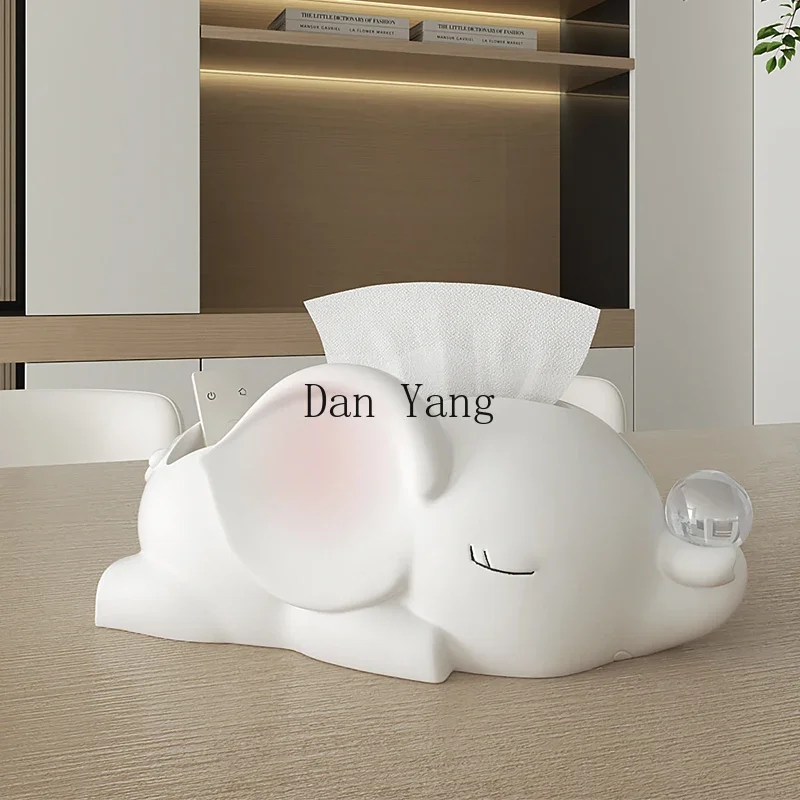 

yj Jixiang tissue box ornament remote control storage living room coffee table multi-function cream wind advanced sense creative