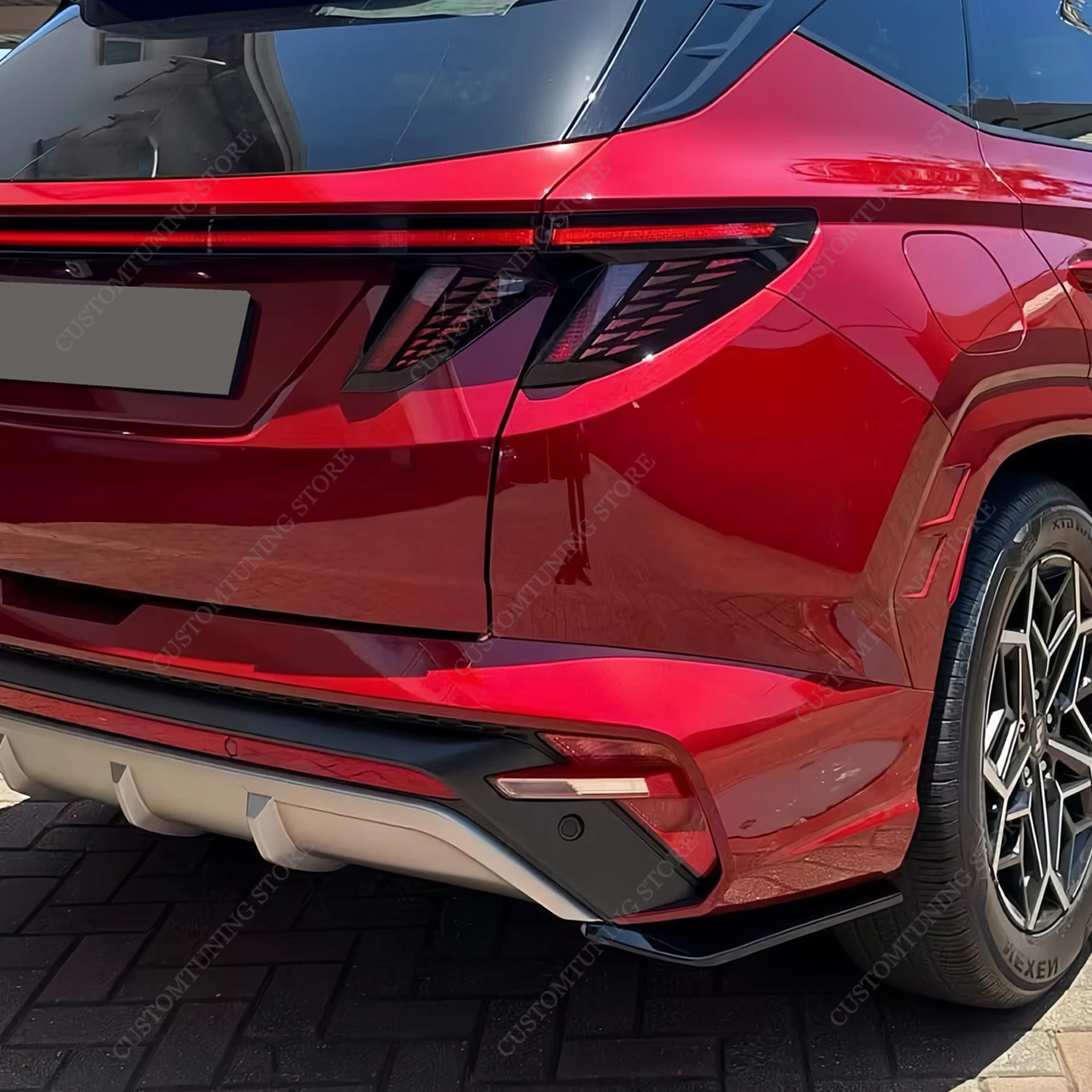 Gloss Black Rear Bumper Side Splitters For Hyundai Tucson MK4 NX4 N-Line 2021-2023 Rear Diffuser Exhaust Trim Splitter Bodykits