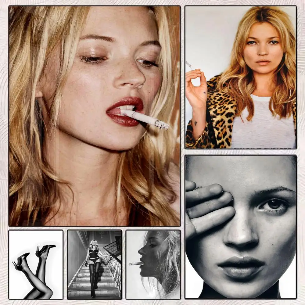 Sexy Model K-Kate Moss Painting Calligraphy Modern Canvas Poster Wall Art Aesthetic Bedroom Decor for Cafe Home Gift