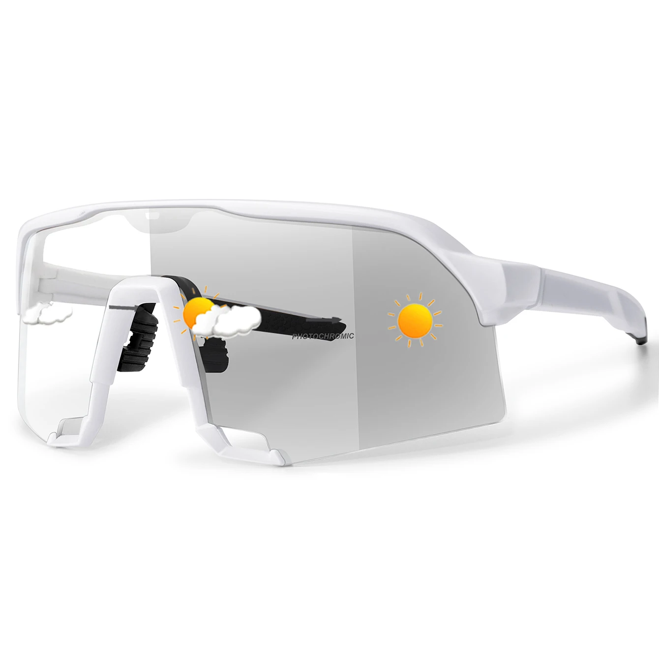 Fashion Photochromic Sunglasses for Men Women Outdoor Mtb Bicycle Cycling Running Eyewear Windproof Goggles Oversize Shades