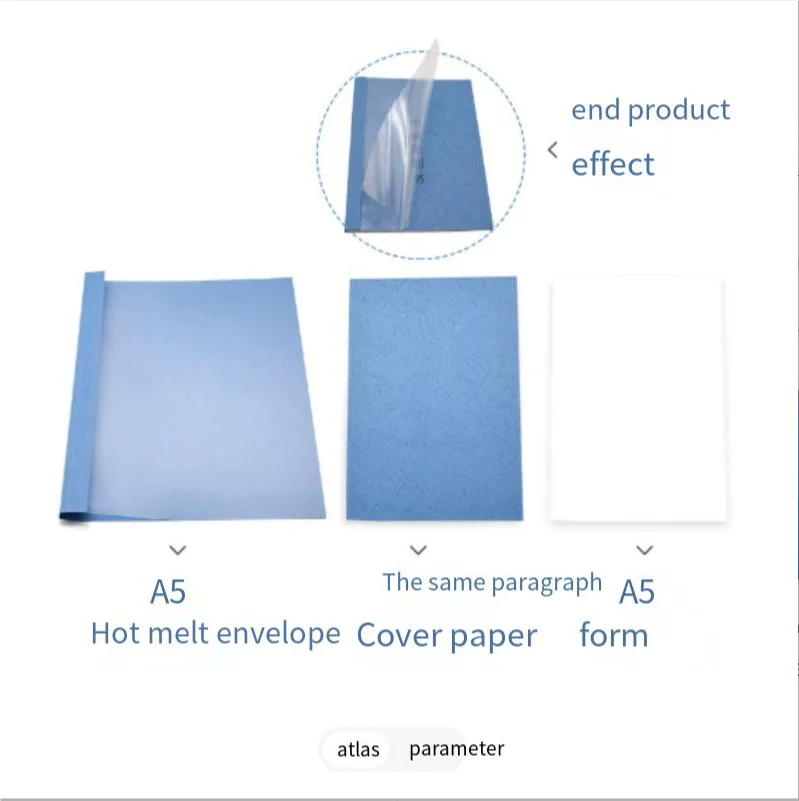 A5 Color 10pcs 6-10mm hot melt envelope hot melt binding machine Thermal binding cover plastic envelope A5 document cover