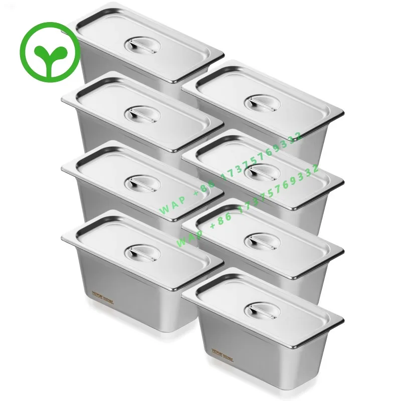 【Premium】SucceBuy 8 Pack Buffet Chafing Dishes 5.93L Gastronorm Pans Steam T le Pans Tray  with Lid 6-Inch Deep Catering Food Pa