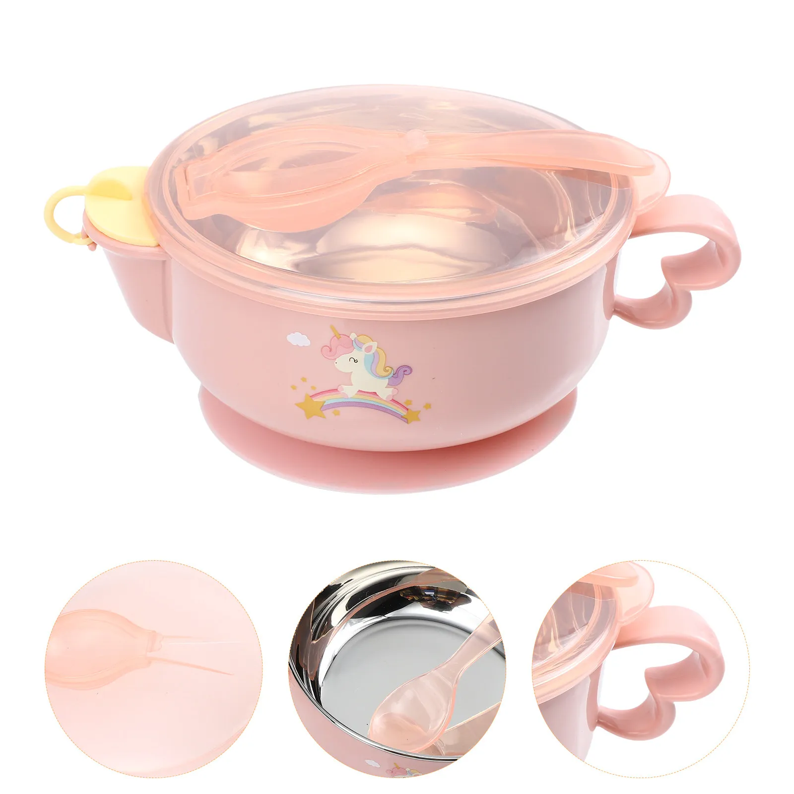 

1Set Suction Bowls for Baby Stainless Steel Baby Feeding Set with Temperature Control Suction Base for Independent Eating