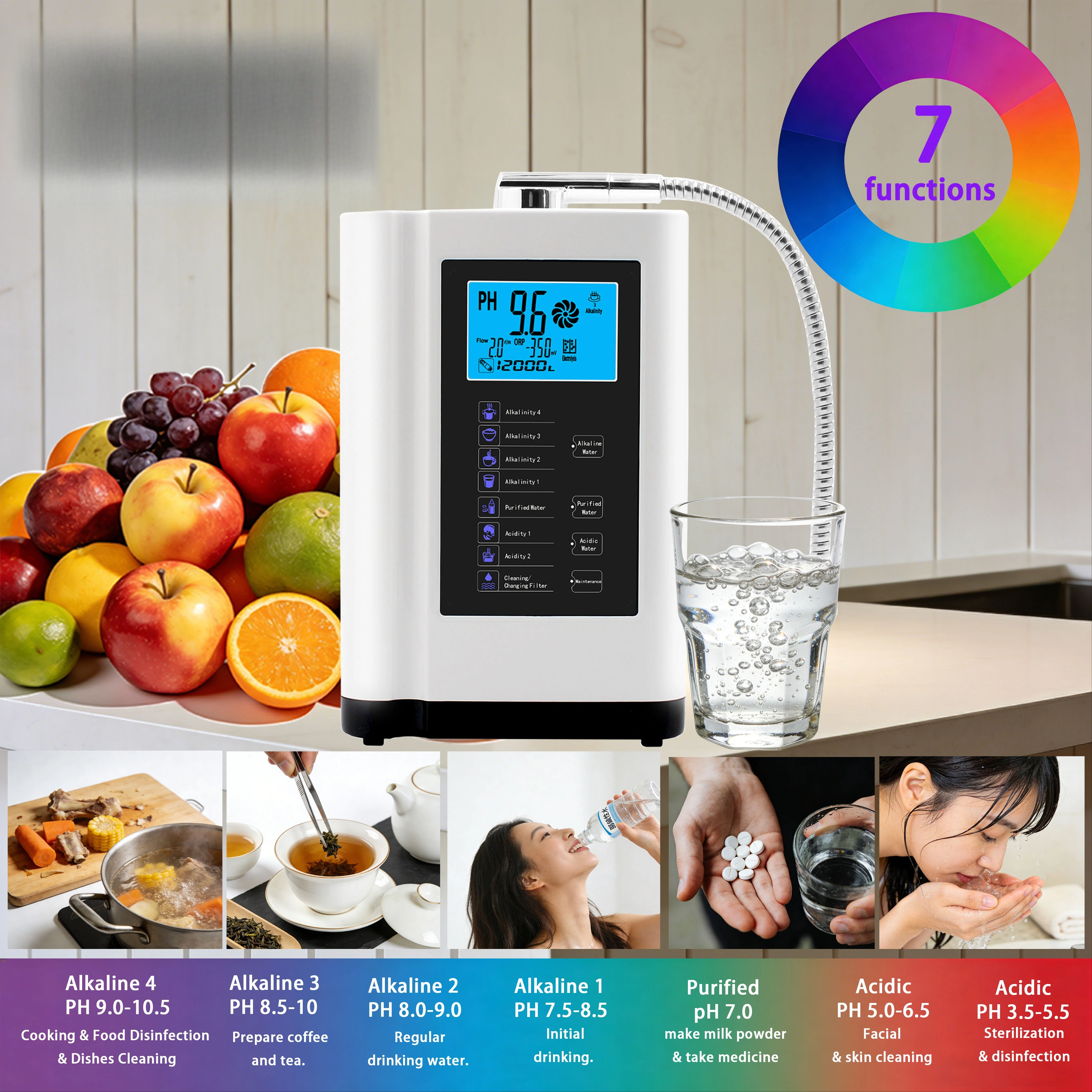 Japan Technology Alkaline Water Machine Platinum Coating 7 Plate Alkaline Water Ionizer Kengen Water Machine