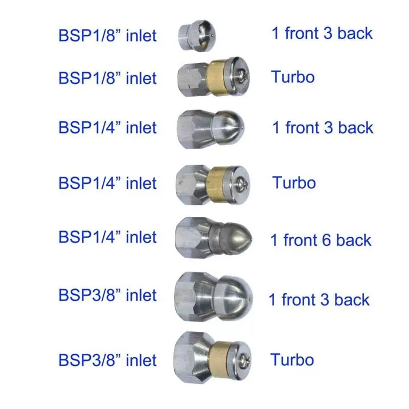 4000 PSI Sewer Jetter Nozzle Washer Button Nose Pressure Drain Hose Pipe Tap Spray Nozzle Pipe For Car Garden Cleaning Machine