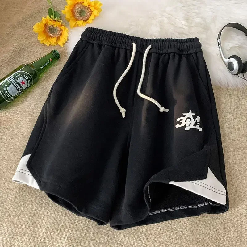 Brede joggingbroek voor heren Training Baggy Basketball Man Korte broek Joggers met zakken Trekkoord Losse sport Nieuw binnen