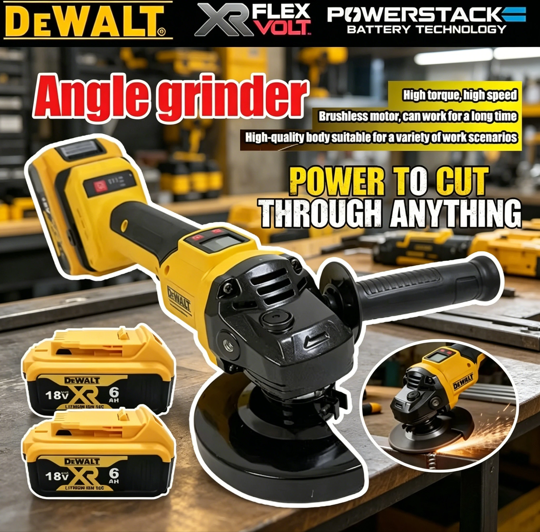 

Бесщеточная угловая шлифовальная машина DEWALT 125 мм с цифровым дисплеем для полировки металла/дерева, совместимая с аккумуляторными инструментами DEWALT