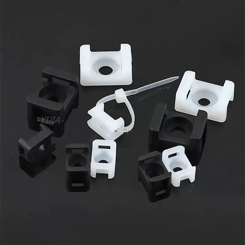 50pcs Fireproof Cable Tie Base Mount Saddle Wire Fixing Seat Cable Clamp Cord Organizer Holder With Screw Holes Wiring Fittings