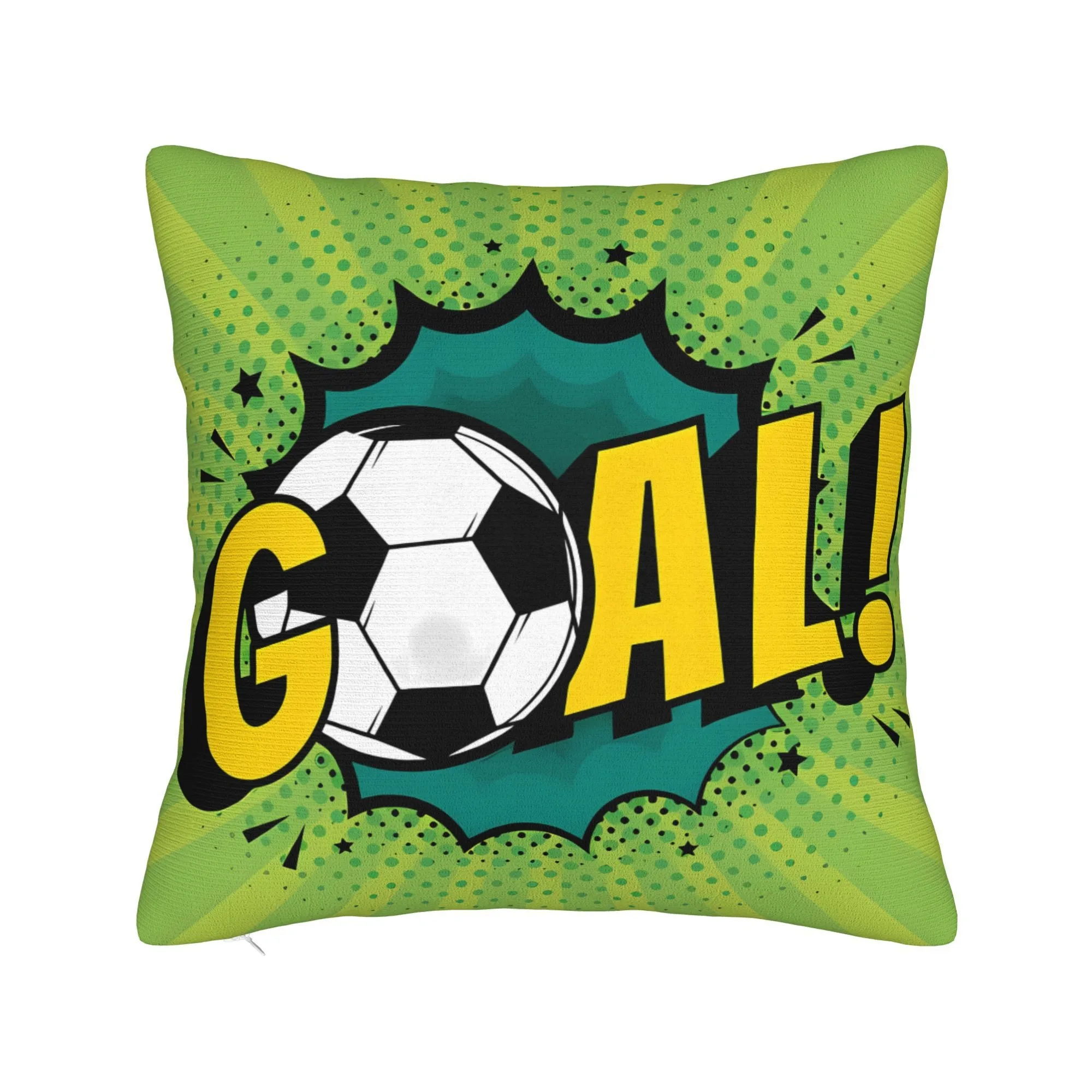 1pc GOAL Soccer Ball Pop Art Print Throw Pillow Cover,Suitable for Sofa,Bedroom,Living Room,A Energetic Gift for Football Fans
