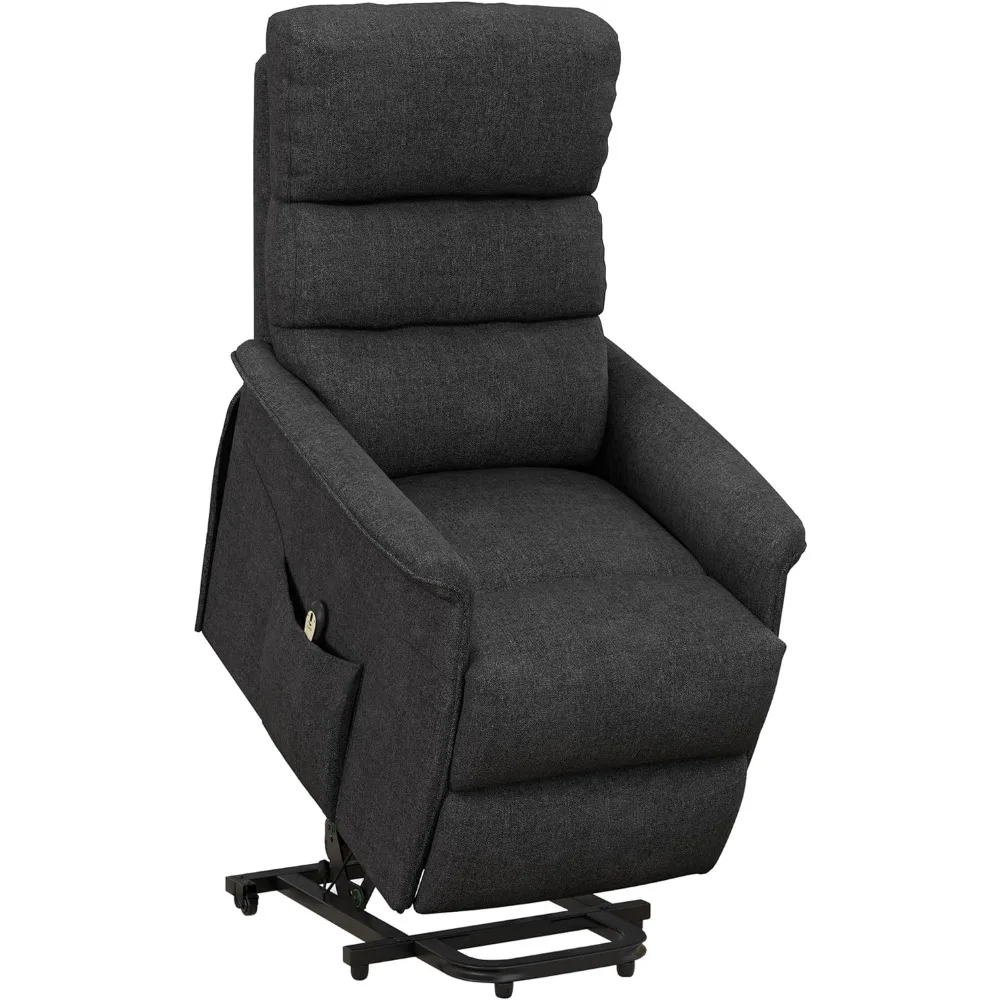 Power Lift Recliner Chair for Elderly, Easy Assembly, Fabric Lift Chair with Remote Control, Side Pockets for Living Room