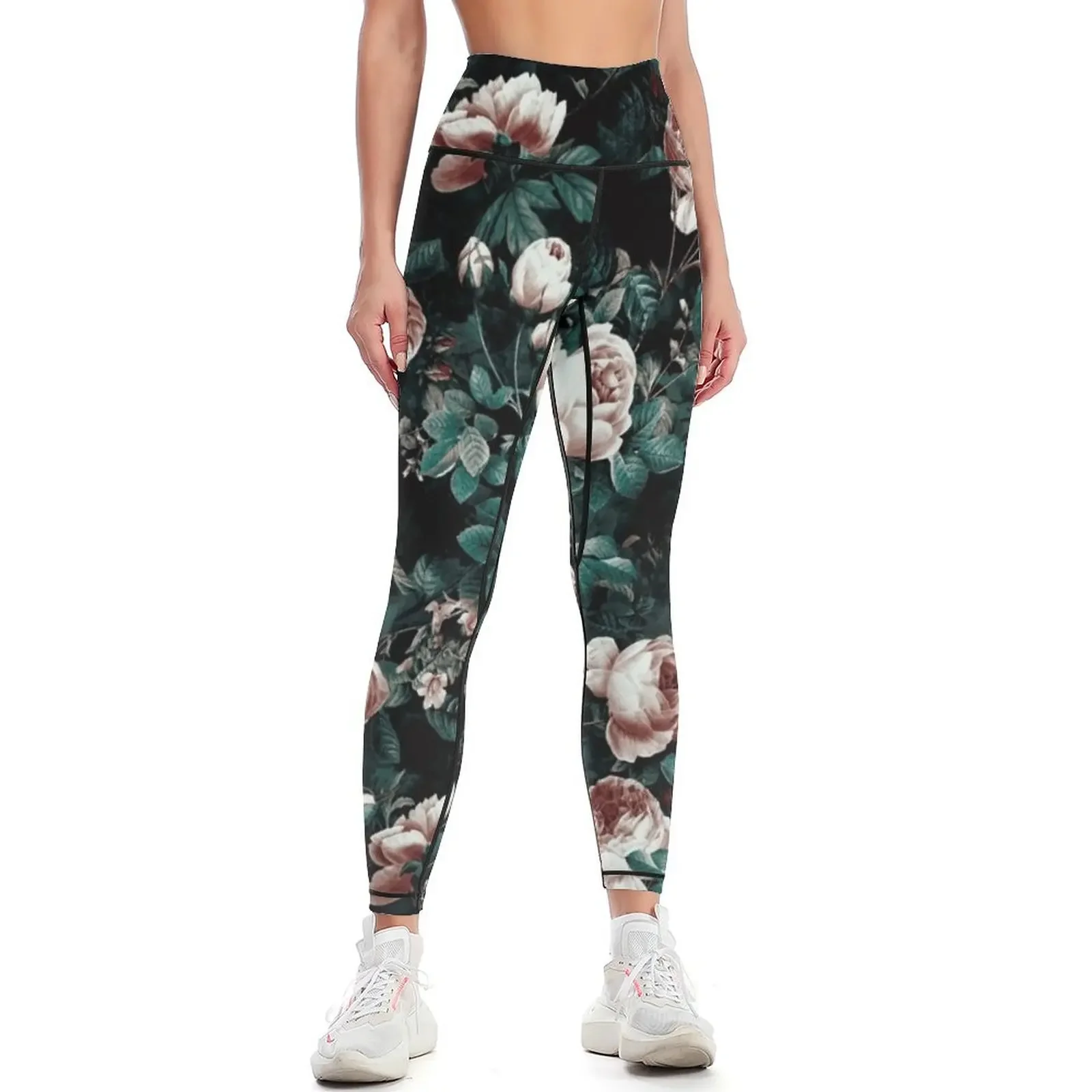 Roses Green Leggings legging gym Jogger pants workout clothes for sports shirts gym Womens Leggings