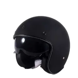 ECE Matte Black Vintage Open Face Half  Helmets Motorcycle Motorbike Vespa Approved With Inner Lens Dot