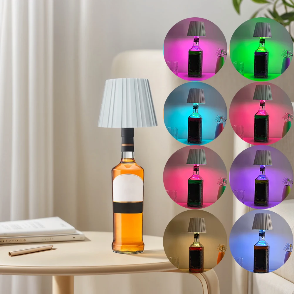 Wireless Bottle Lamp Black White Antique Bronze Gold RBG LED Wine Bottle Atmosphere Light for Home Restaurant Bar Decoration