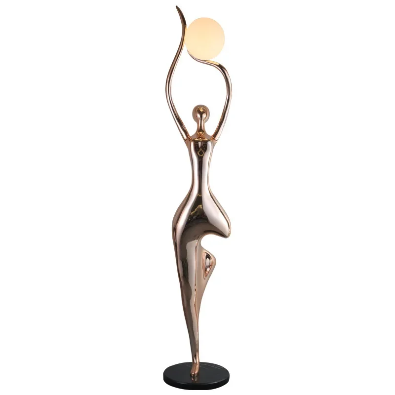 Modern resin statue floor lamp, bedroom living room hallway hotel villa pink floor lamp