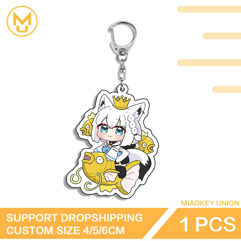 Kawaii Shirakami Fubuki Good Luck Jingli Keyring Chibi Vtuber Hot Selling Lightweight Props Pretty DIY Jewelry Decoration