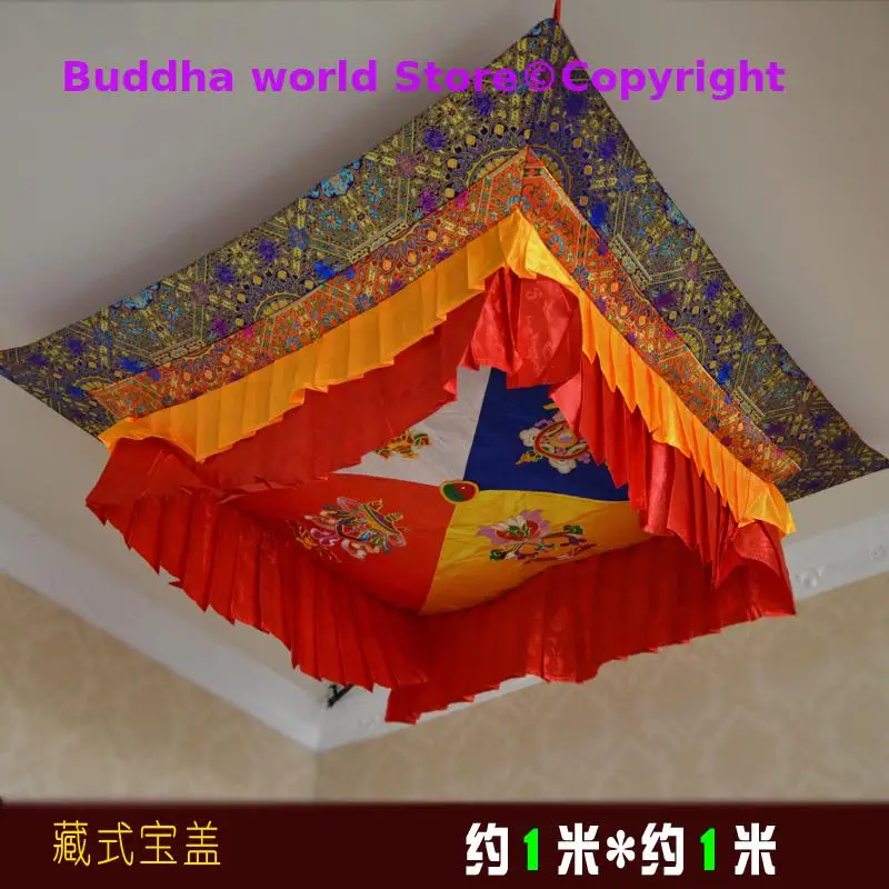 100CM wholesale Buddhist supply Buddhism HOME Temple Embroidery Buddha Hanging Altar Roof ceiling curtain Deco cover FO BAO GAI