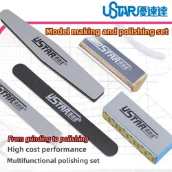 USTAR 5-in-1 Abrasive Stick Set Grinding & Polishing Tools for Gundam Military Scale Model Kit DIY Hobby Surface Finishing