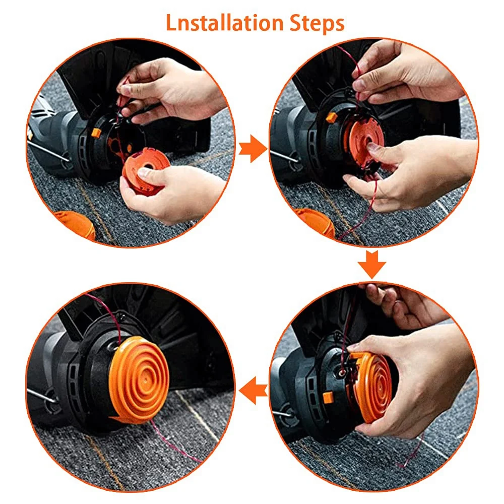 Carrete recortador de línea de repuesto WA0007 / 50022833 para Worx WG116 WG119, recortadoras de cuerdas eléctricas con cable, 16 pies, 0.065 pulgadas