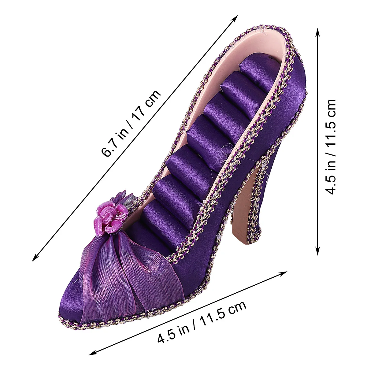 

High Heeled Shoe Storage Rack Jewelry Organizer Earrings Holder Purple Stylish Display Stand for Rings Ear Studs Long Lasting