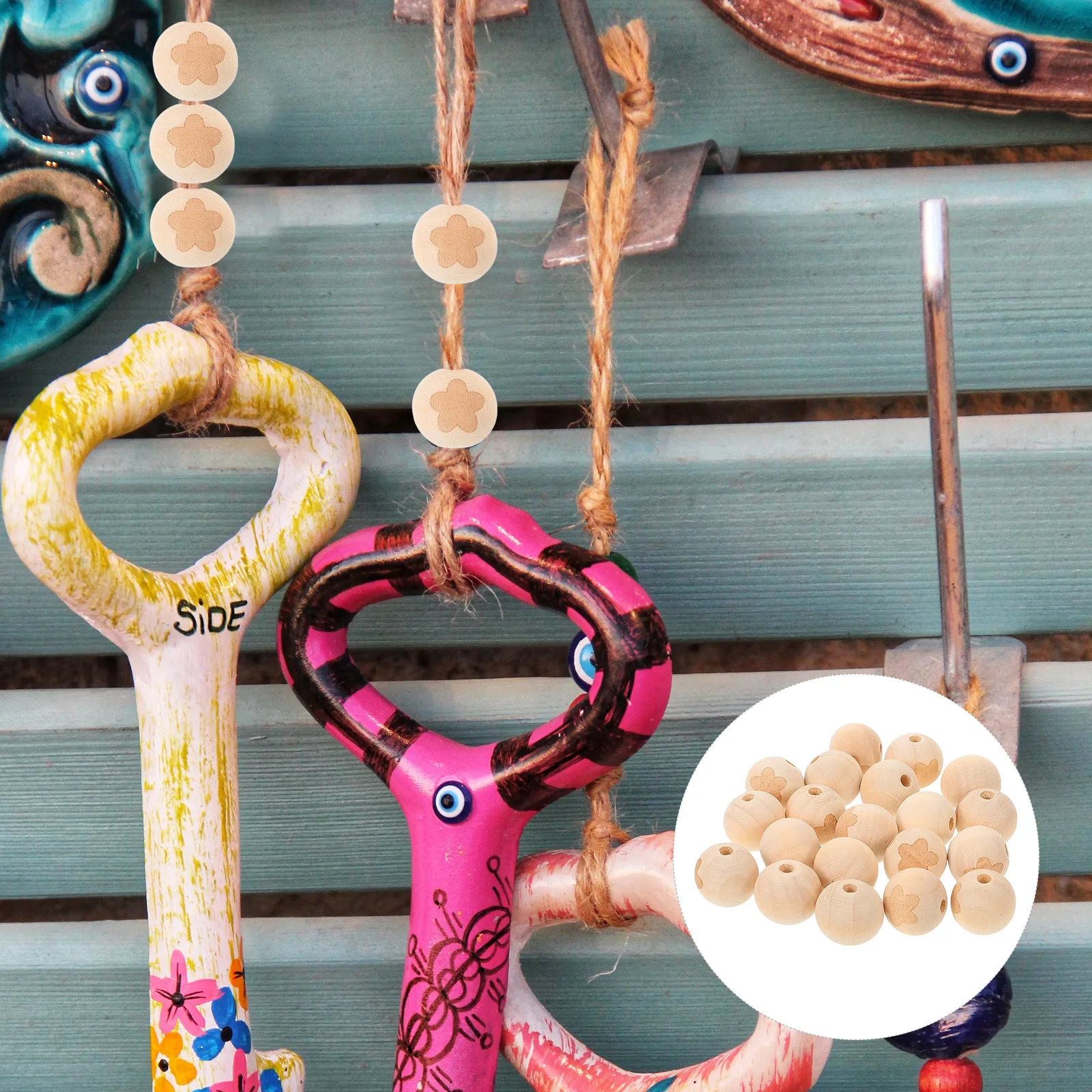 

20 Pcs Wooden Beads Necklace Accessories DIY Craft Materials Beige Spacer Beads for Jewelry Bracelet Making Supplies