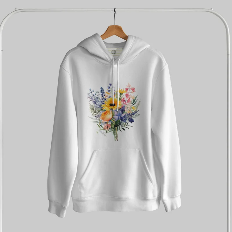 Watercolor Summer Garden Flowers DTF Thermo Sticker Decals Heat Transfer On Clothes Iron On Patch For Hoodies Press Printing