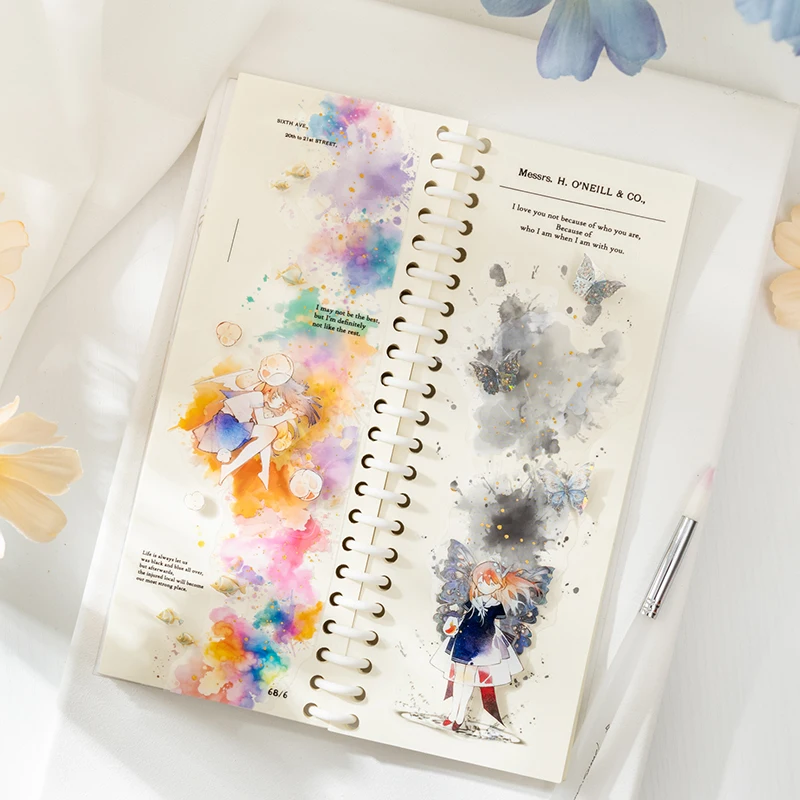 Card Lover 10 Pcs [Watercolor Canvas Series] Hot Stamping And Dyeing Account  PET Sticker Scrapbooking Material Scrapbook Kit