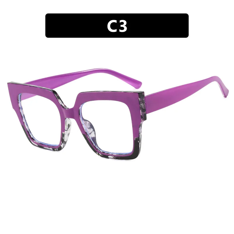 Color matching large frame cat\'s eye anti-blue light myopia glasses frame fashion cool plain glasses -25~-600