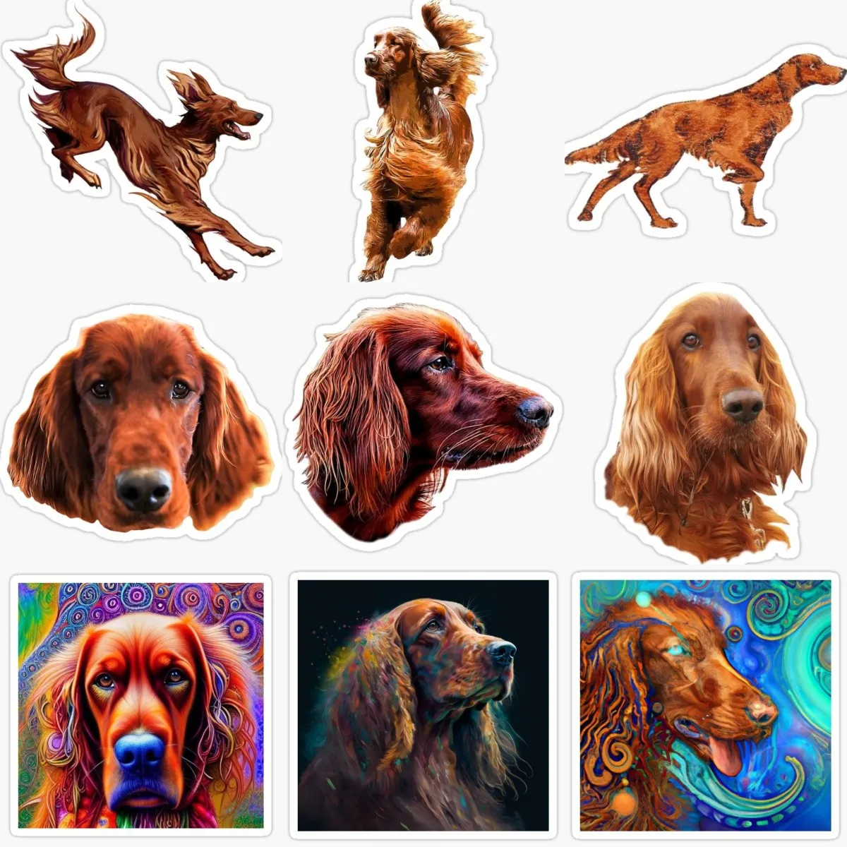 Irish Setter Dog Creative Art Sticker Laptop Motorcycle Car Window Truck Bicycle Van Wall Glass Decorate Decals