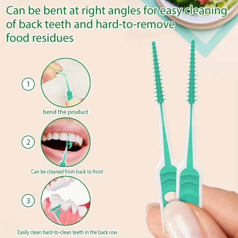 100Pcs Dental Toothpicks Brush Disposable Interdental Silicone Brushes Between Teeth With Thread Oral Cleaning Tools