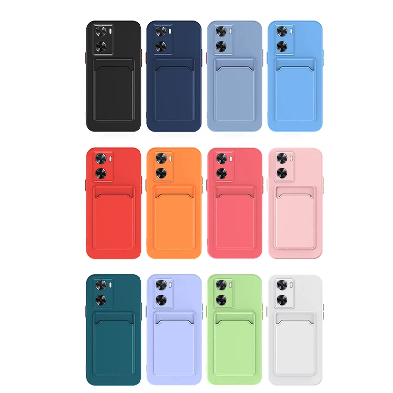 Liquid Silicone Card Holder Case For OPPO Reno 11 10 8 7 Pro Plus 5G Wallet Bag Cover Reno11 Reno10 Reno8 Reno7 4G Protect Funda