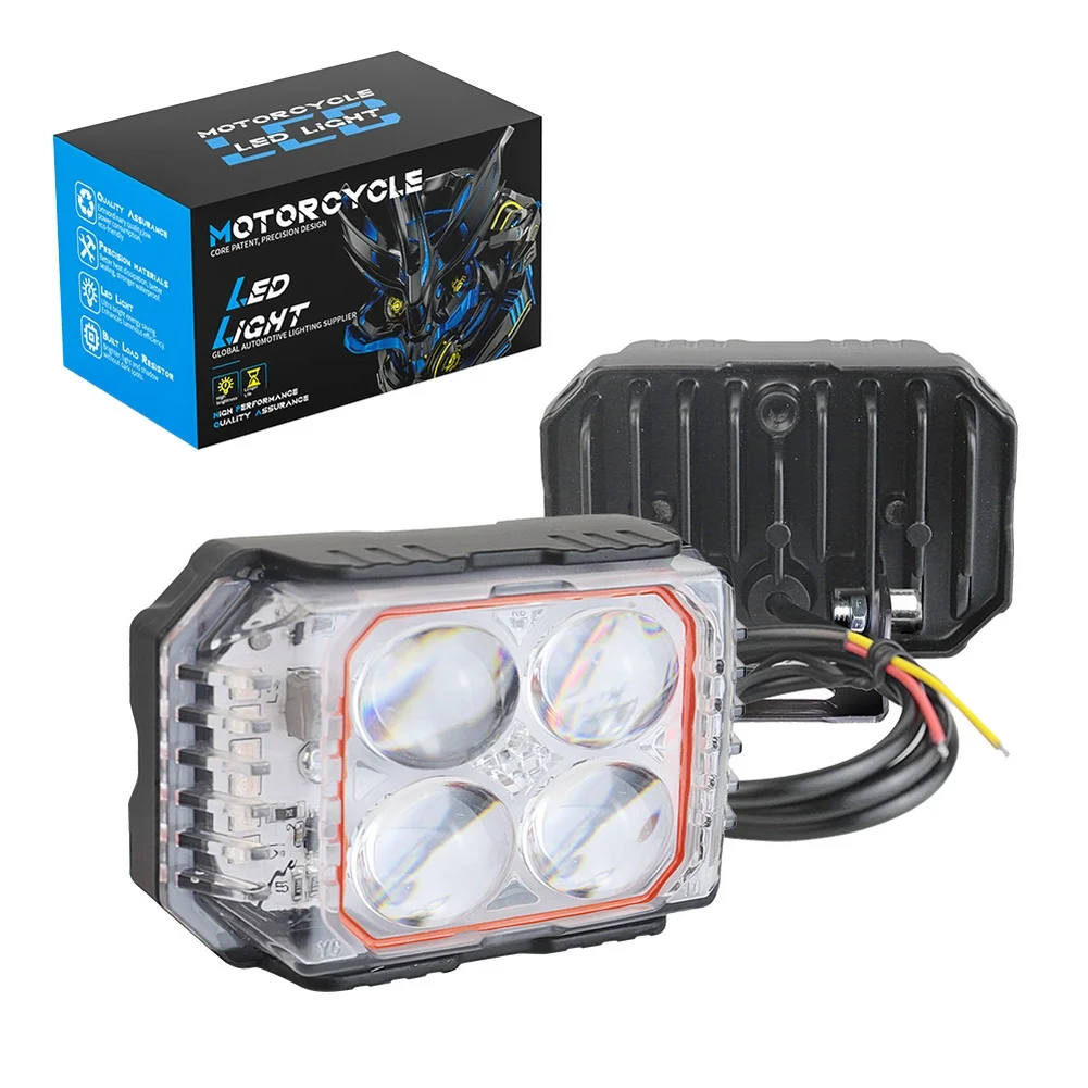 Foggy Conditions Motorcycle LED Light Dual Beam Dual Light Modes 2700LM Output 27.6W Power 9-60V Compatibility Aluminum Housing