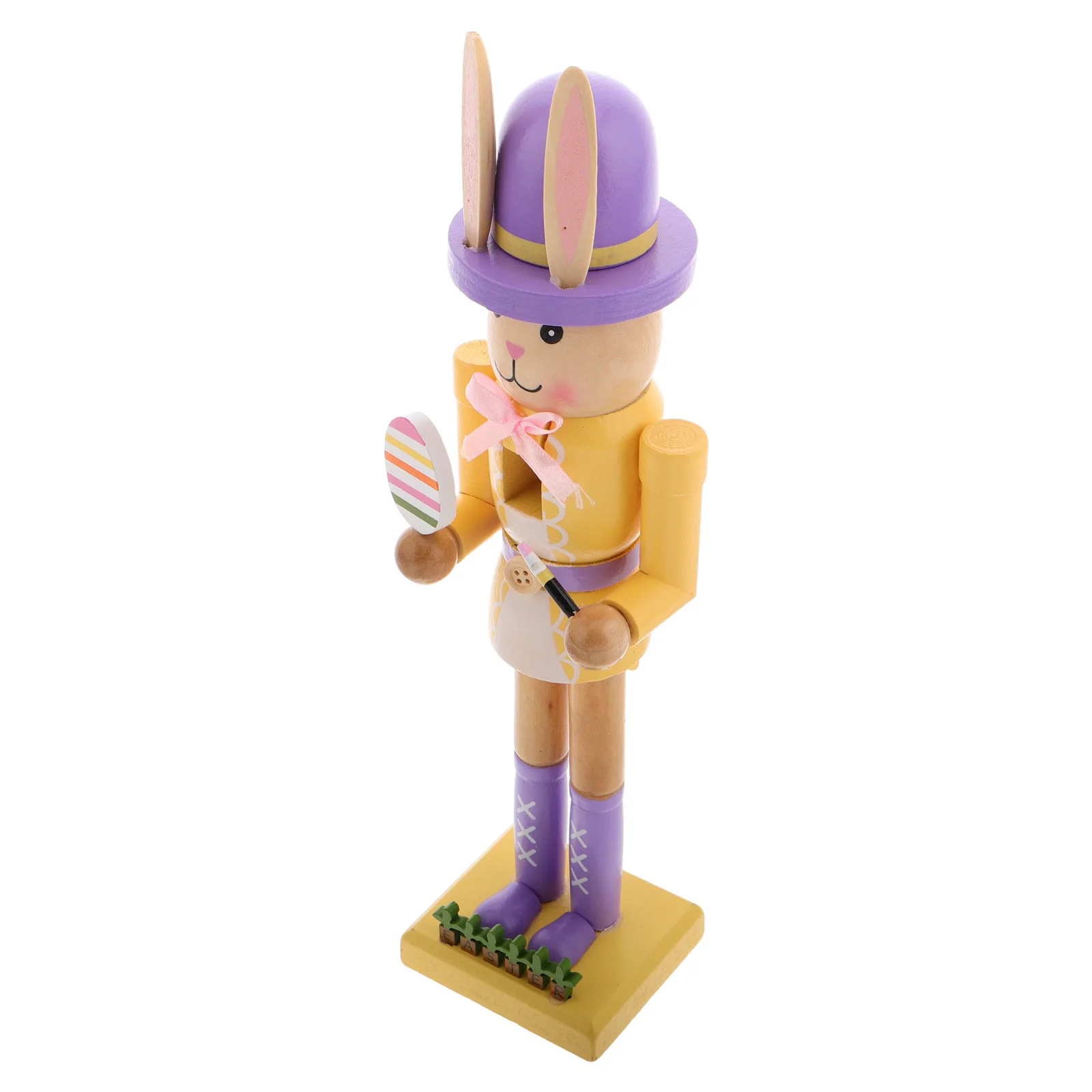 

Bunny Nutcracker Wooden Easter Rabbit Nutcracker Statue Hand Craft Spring Holiday Table Decoration Centerpiece