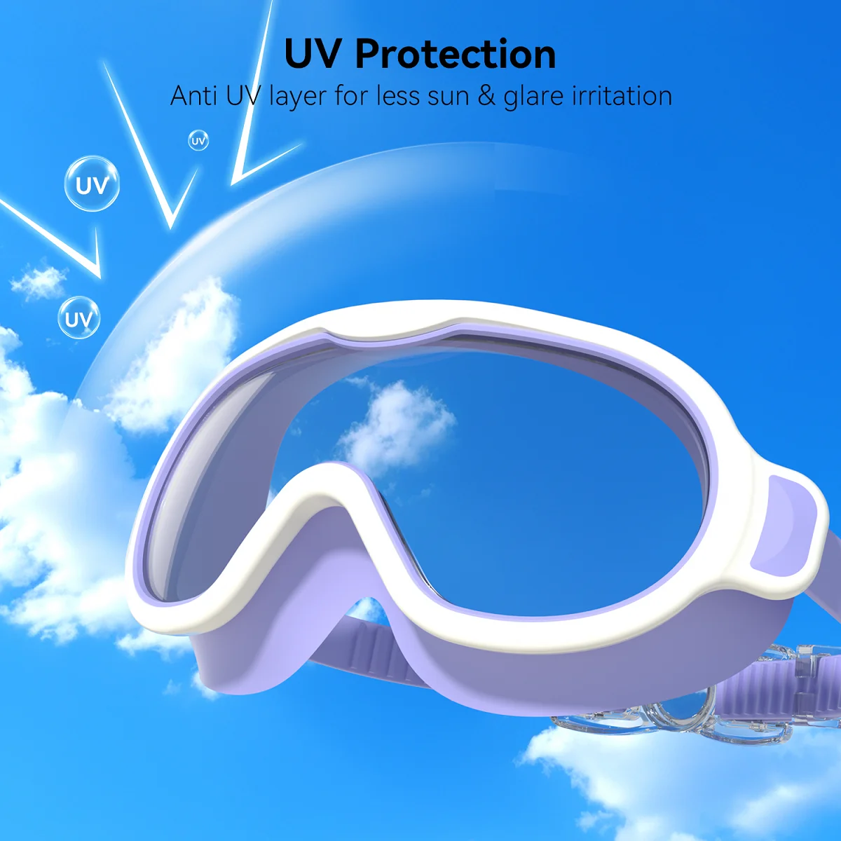 أطفال نظارات السباحة إطار كبير رؤية واسعة رؤية واضحة مكافحة الضباب المضادة للأشعة فوق البنفسجية لا تسرب مقاوم للماء سريعة قابل للتعديل الطفل سن 6-15