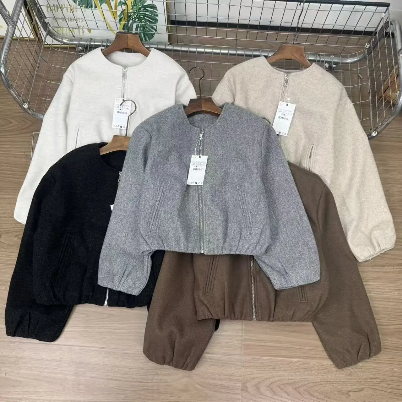 

WMXZ Autumn Soft Quali Zipper round Ne Pilot Jaet Women's Casual Sle Faion Outerwear Comfortable Fit ort Coat