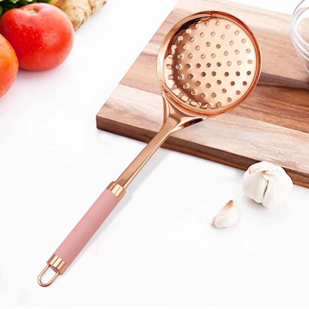 EHZ Stainless Steel Kitchen Utensils Set Household Spatula Colander Soup Spoon with Rose Gold Coated Kitchen Gadget