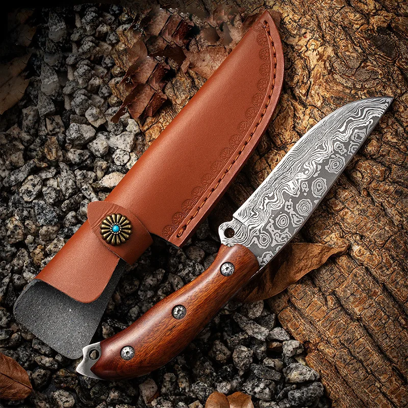 

Damascus steel textured knife, professional high-hardness convenient knife, kitchen cooking fruit knife accessories with knife c