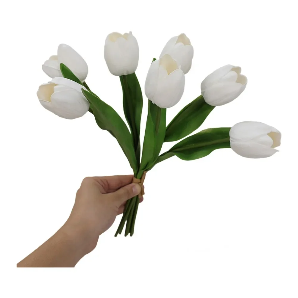 

For Wedding and Home Decor Artificial PU Tulip Bouquet with Realistic Touch and Flexible Wire Stems for Easy Arrangement