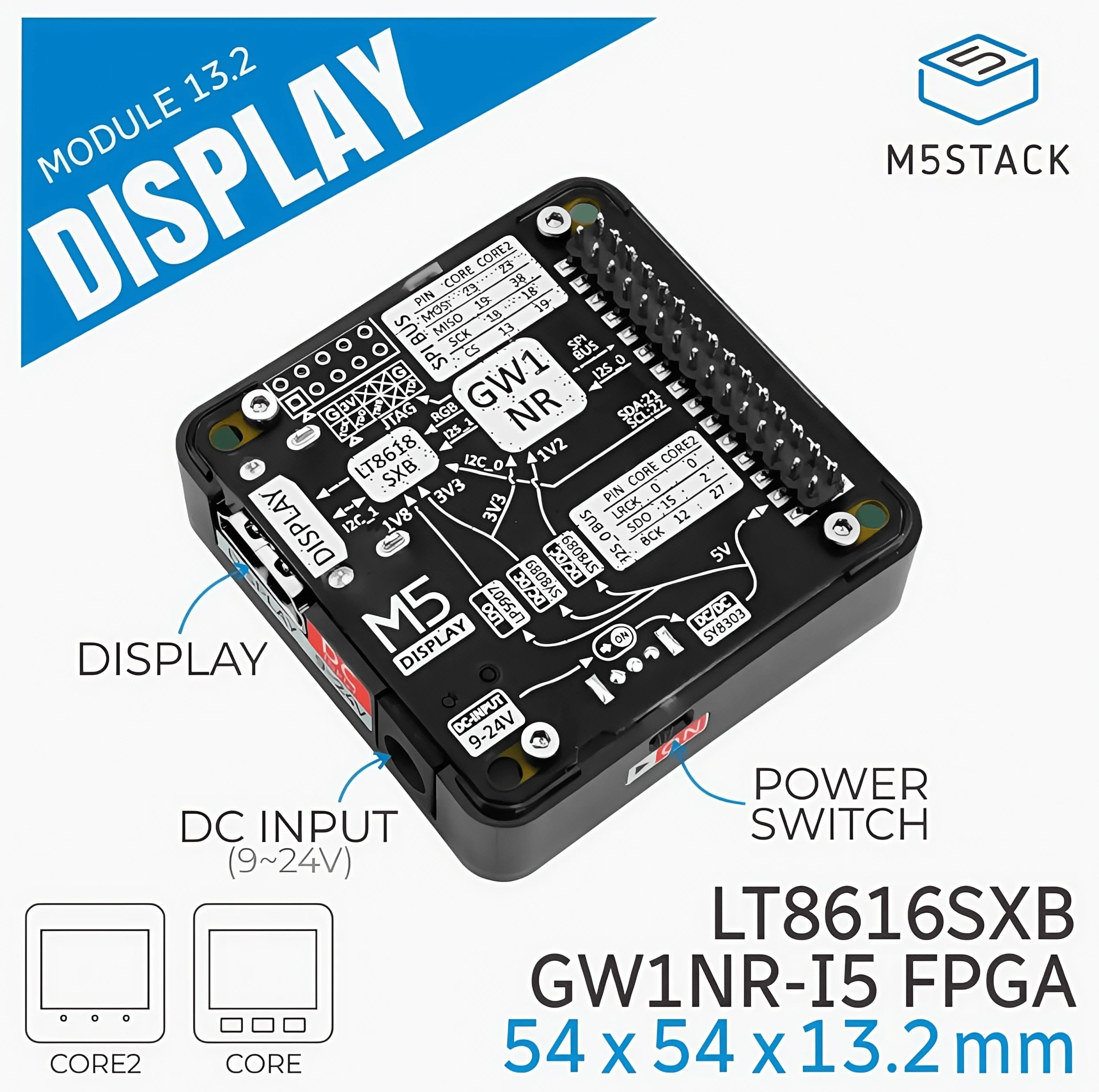 

Модуль дисплея M5Stack 13,2 HD-видео и аудиомодуль GW1NR-I5 FPGA