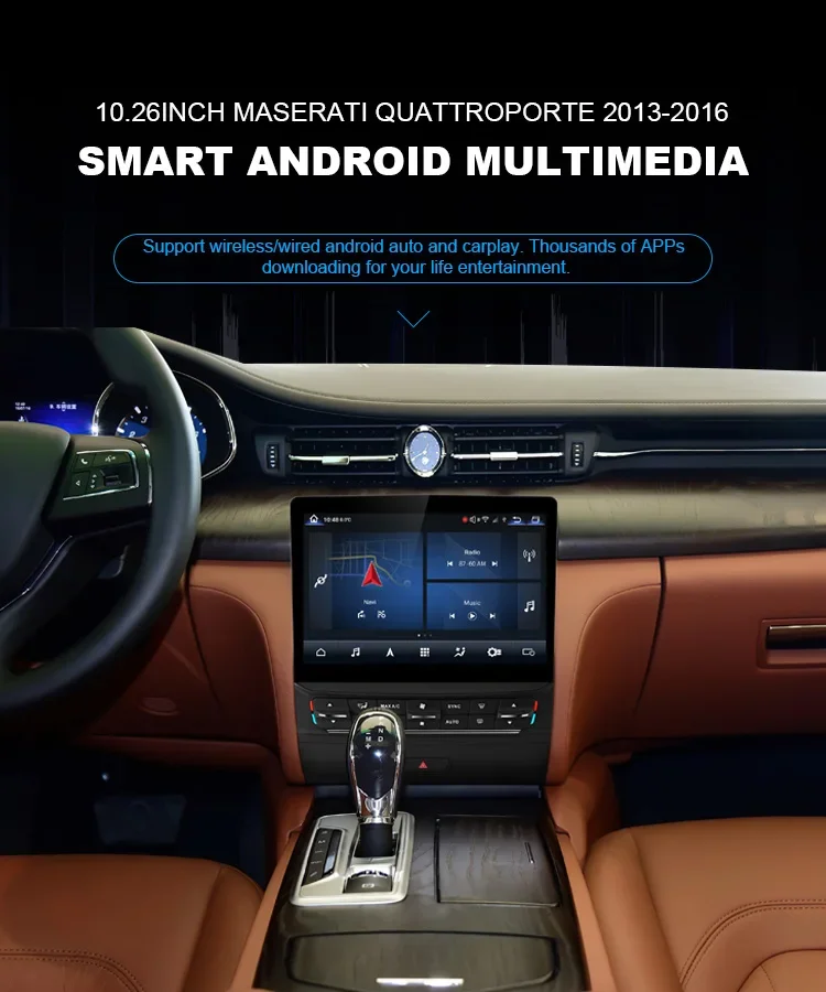 New Arrival 10.26 Inch Android 8+128g Touch Screen Car Multimedia Player for Maserati Quattroporte 2013 2014 2015 2016