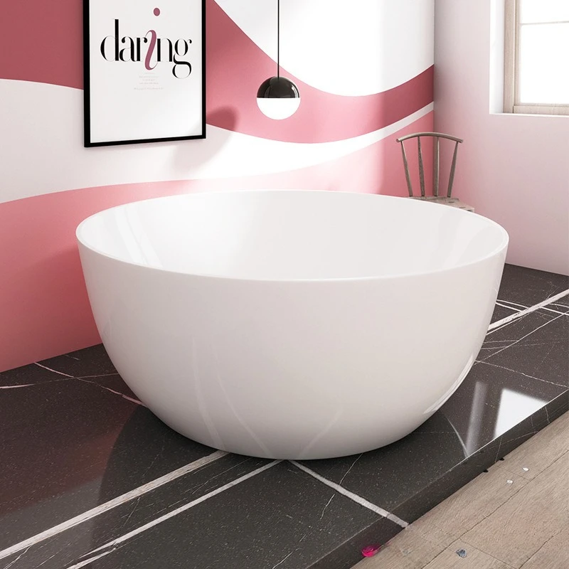 B & B Youth Hostel Internet celebrity teacup-type acrylic freestanding bathtub, full skirt round couple bathtub