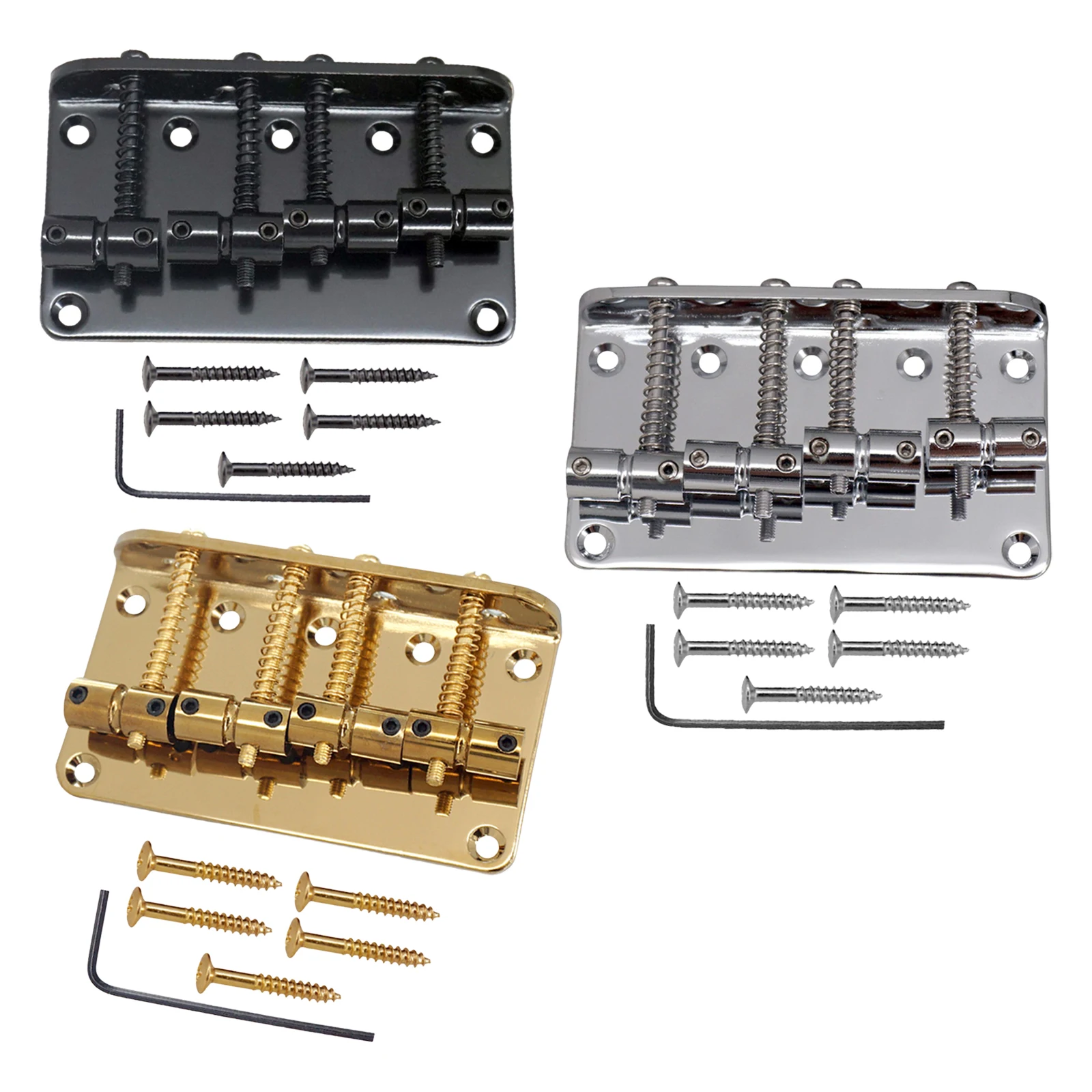 Adjustable 4 Strings Bass Bridge Tailpiece with Screws Electric Box Guitar Plate Instrument Accessories Bass Bridge for Guitar